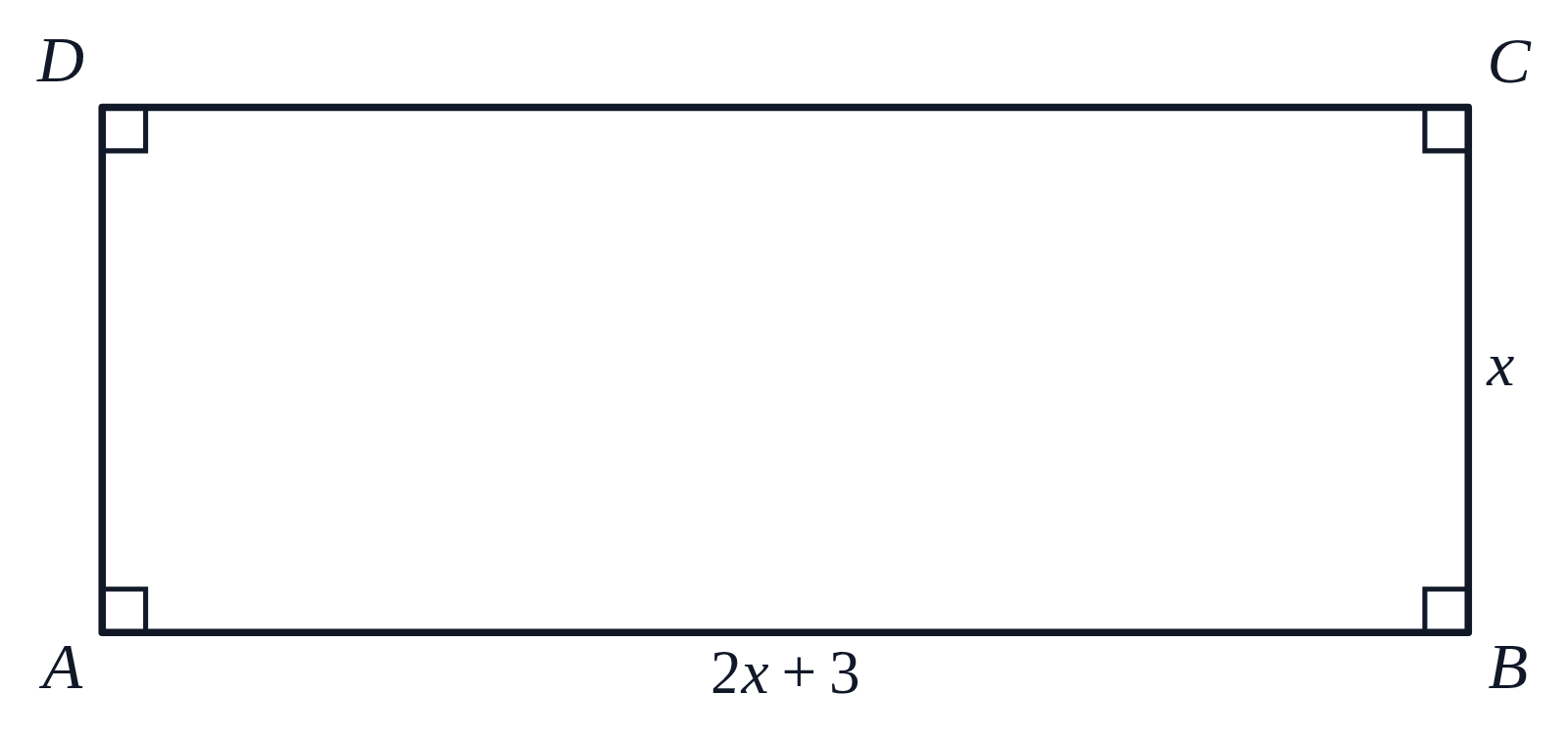 A rectangle with its length labeled 2x + 3 and its width labeled x